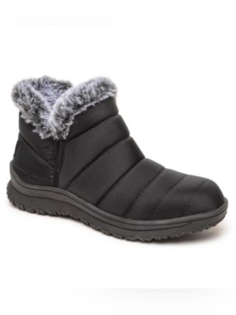 Minnetonka Women’s Timpson Twin Gore Black Faux-Fur Trim Winter Bootie